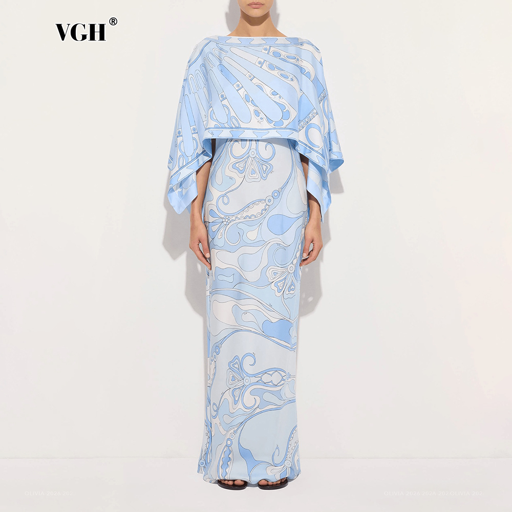 Female Formal Wear - VGH Jasnoniebieski Abstrakcyjny Wzór Dwuczęściowy Zestaw
