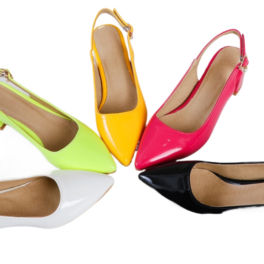 Slingback Heel Formal - Lakierowane czółenka z paskiem na pięcie,