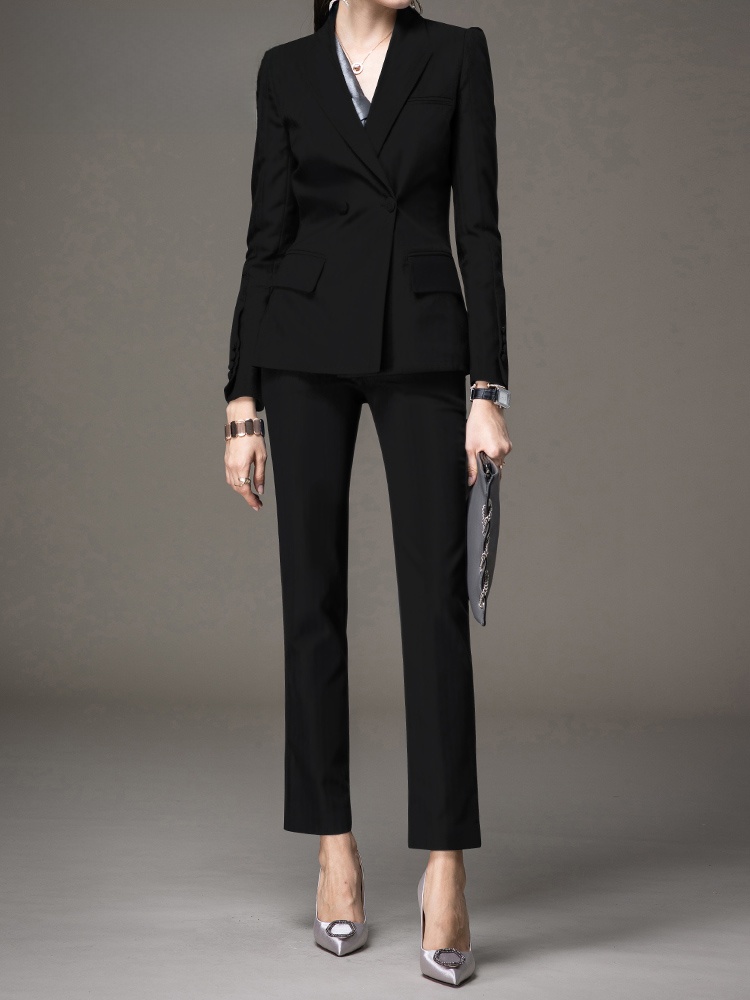 Women Formal Wear Interview - Profesjonalny czarny garnitur damski, modny zestaw