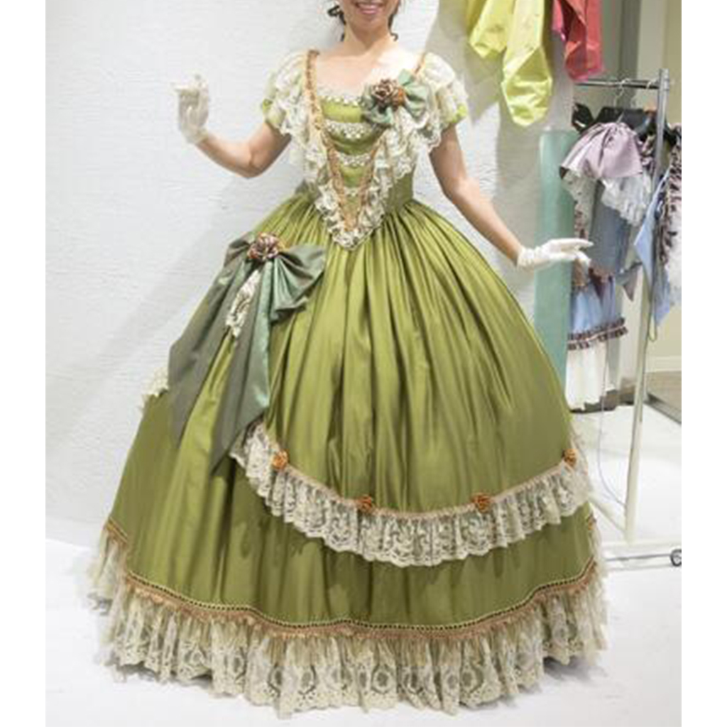 Victorian Women'S Formal Wear - Historyczna wiktoriańska księżniczka zielona suknia balowa