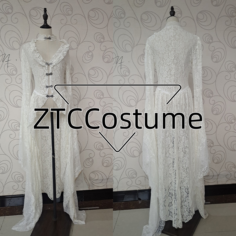 Victorian Women'S Formal Wear - Gotyckie damskie białe Vintage solidne koronkowe