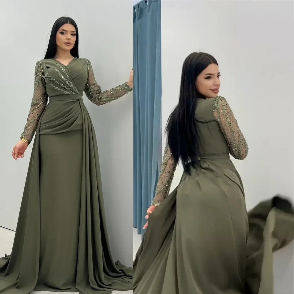 Women Luxury Formal Wear - Dostosowane suknie balowe luksusowe zroszony cekiny
