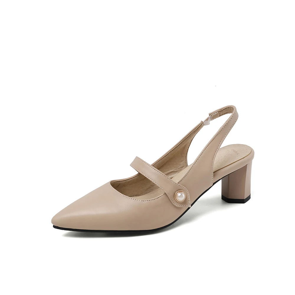 Letnie Eleganckie Beżowe Czarn – Slingback Heel Formal recenzja i cena