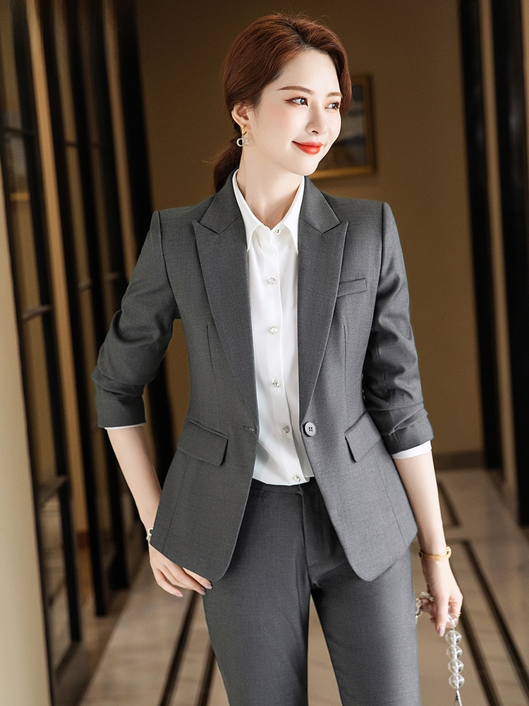 Szary Zestaw Garniturowy Damsk – Women Formal Wear Interview recenzja i cena