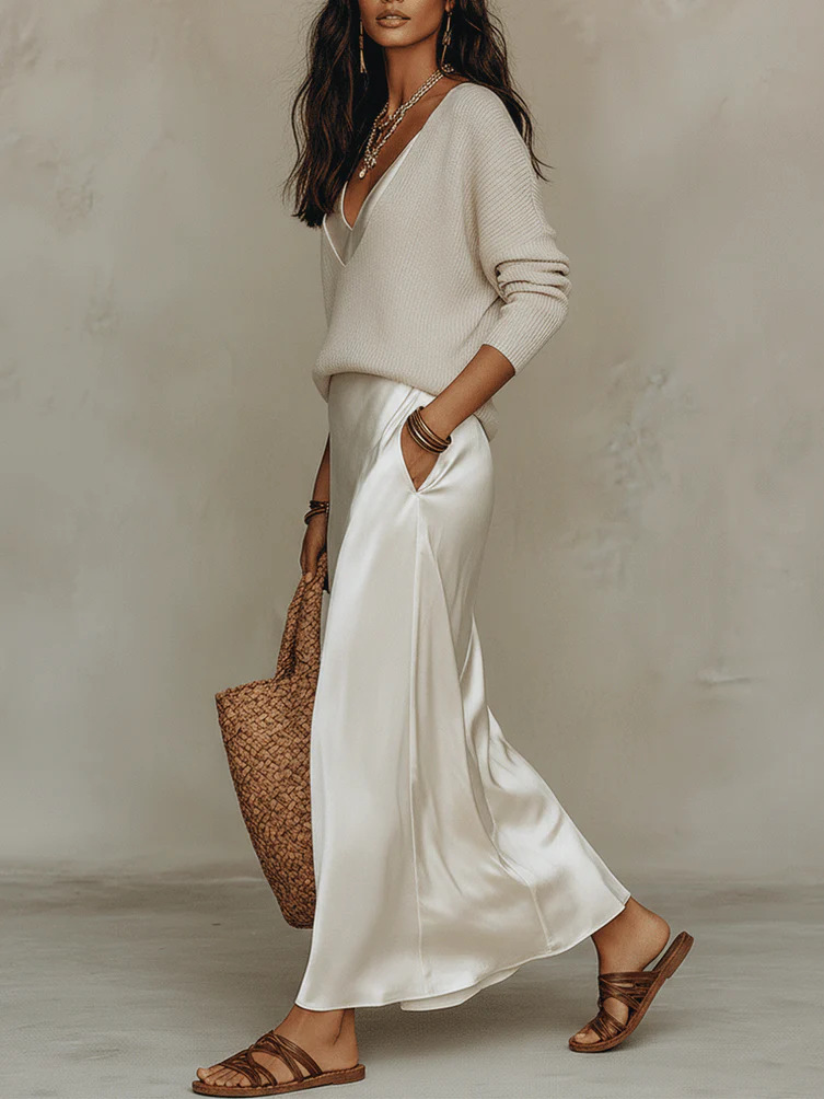 Elegancka damska satynowa suki – Female Formal Wear recenzja i cena
