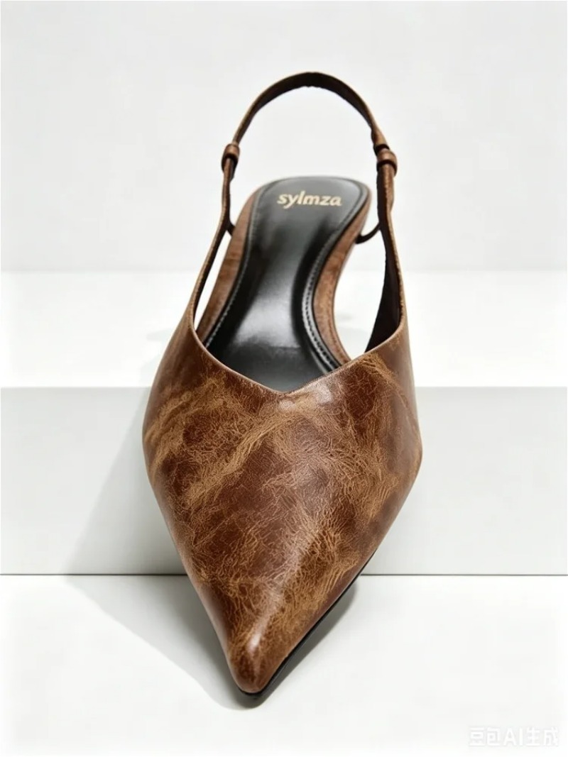 Retro Brązowe Czółenka na Nisk – Slingback Heel Formal recenzja i cena
